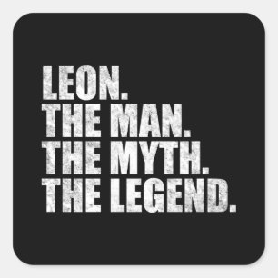 Leon name, Leon The Man The Myth The Legend Square Sticker