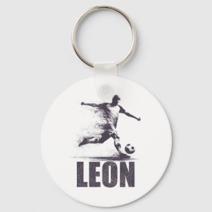 Leon Soccer Boys Personalised First Name Leon Key Ring