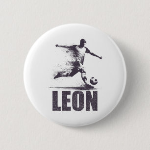 Leon Soccer Boys Personalized First Name Leon  6 Cm Round Badge