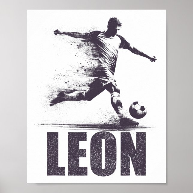 Leon Soccer Boys Personalized First Name Leon  Poster (Front)