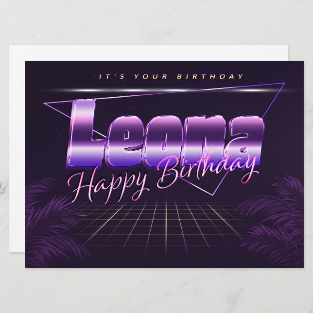Leona Name First name pura retro card Birthday (Front/Back)