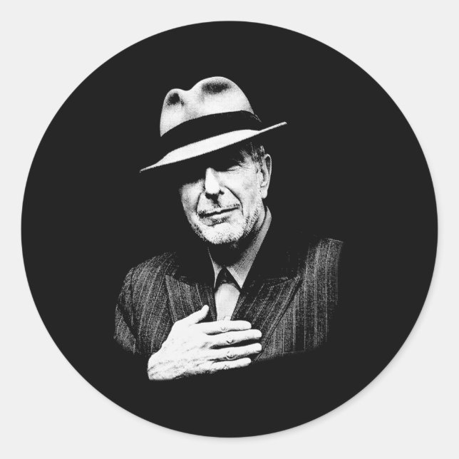 Leonard Cohen - Black and White Music Legend Classic Round Sticker (Front)
