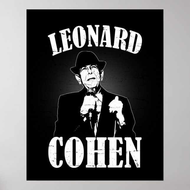Leonard Cohen On Stage Destroyed Tee Vintage Poster (Front)