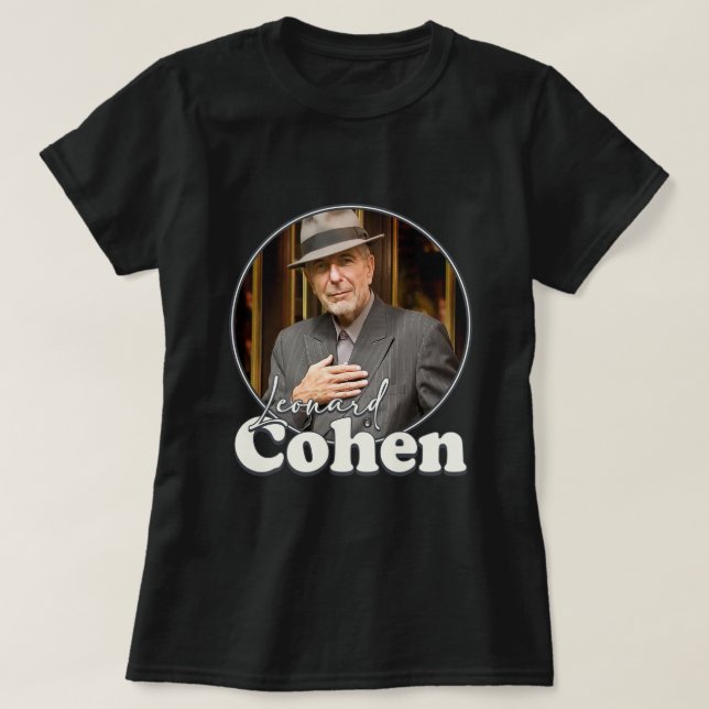 Leonard Cohen Retro Portrait FanArt Tribute T-Shirt (Design Front)