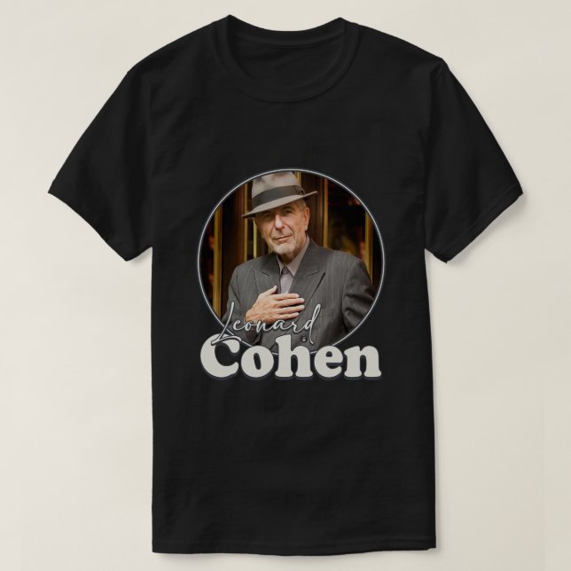 Leonard Cohen Retro Portrait FanArt Tribute T-Shirt (Design Front)