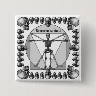 Leonardo da skull 3 15 cm square badge