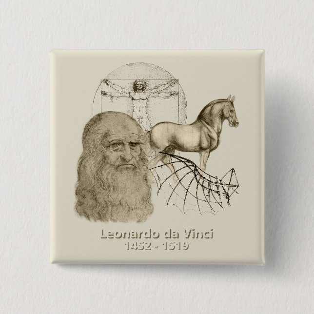 Leonardo da Vinci 15 Cm Square Badge (Front)