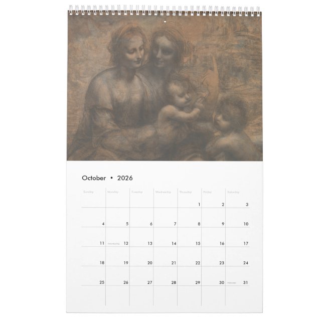 Leonardo da Vinci Calendar (Oct 2026)