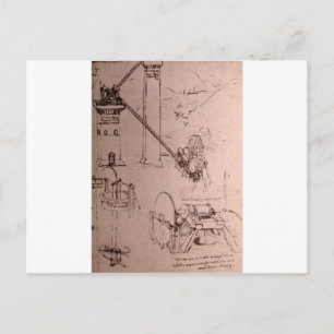 Leonardo da Vinci, drawings of machines Postcard