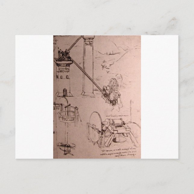 Leonardo da Vinci, drawings of machines Postcard (Front)