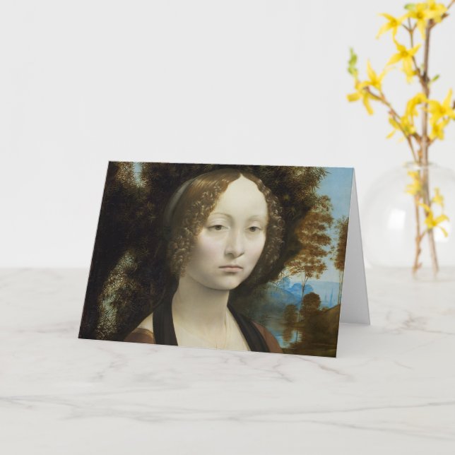 Leonardo Da Vinci Ginevra De' Benci Painting Card (Yellow Flower)
