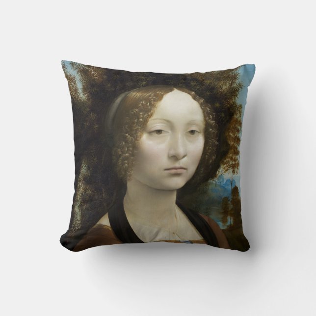 Leonardo Da Vinci Ginevra De' Benci Painting Cushion (Front)