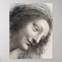 Leonardo da Vinci Head of the Virgin Sketch Art