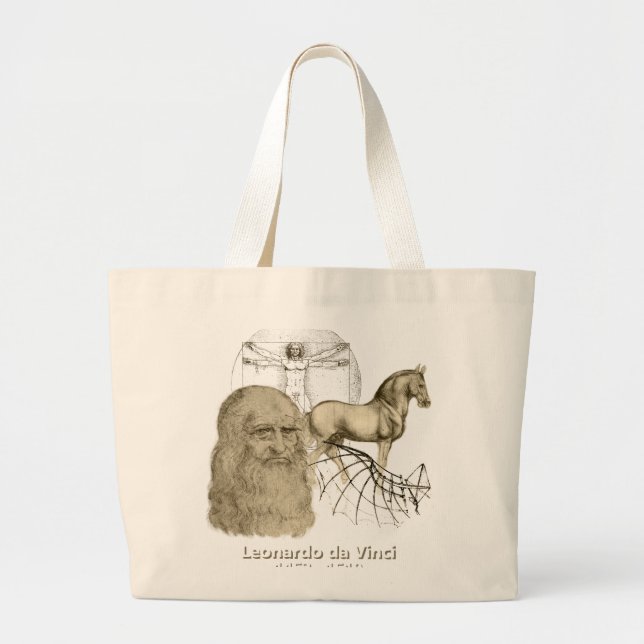 Leonardo da Vinci Large Tote Bag (Front)