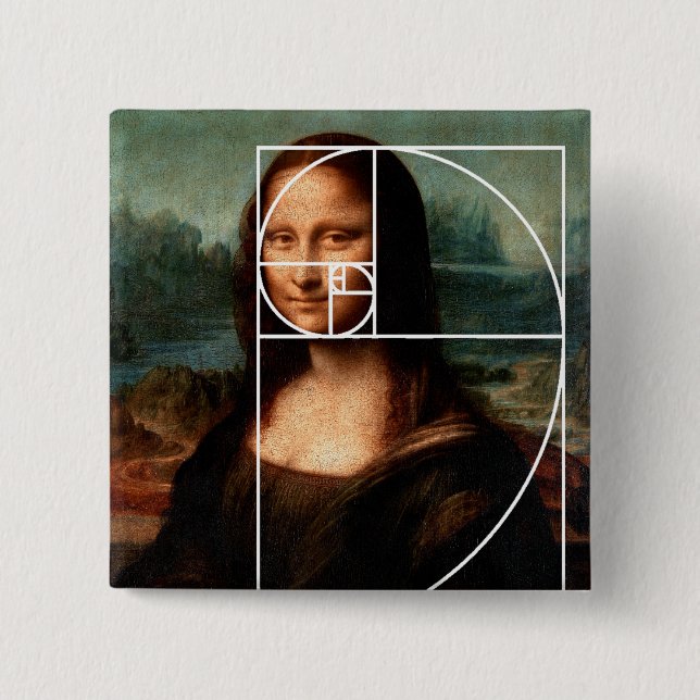 Leonardo da Vinci Mona Lisa Fibonacci Sequence 15 Cm Square Badge (Front)