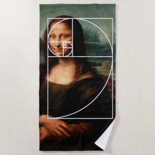 Leonardo da Vinci Mona Lisa Fibonacci Sequence Beach Towel