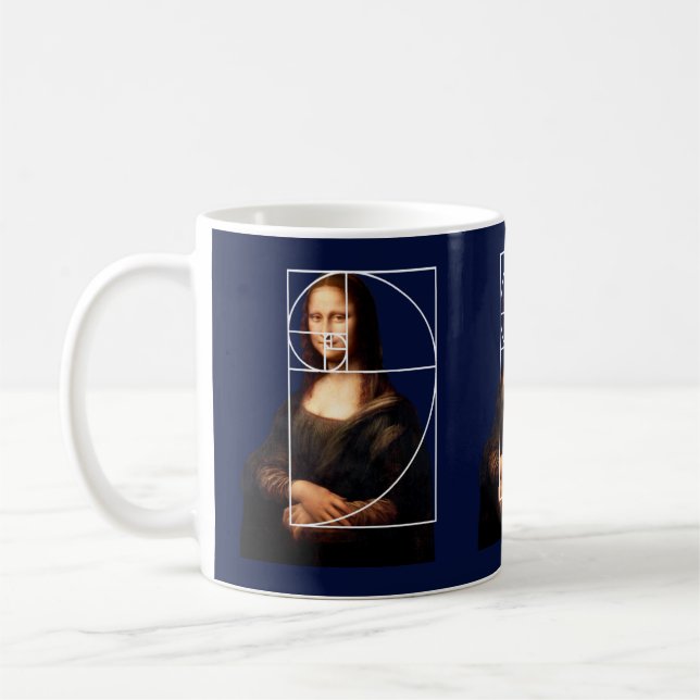 Leonardo da Vinci Mona Lisa Fibonacci Sequence Coffee Mug (Left)