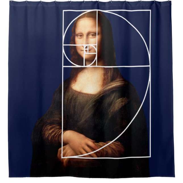 Leonardo da Vinci Mona Lisa Fibonacci Sequence Shower Curtain (Front)