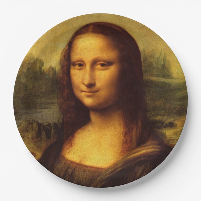 Leonardo Da Vinci Mona Lisa Fine Art Painting Paper Plate (Front)