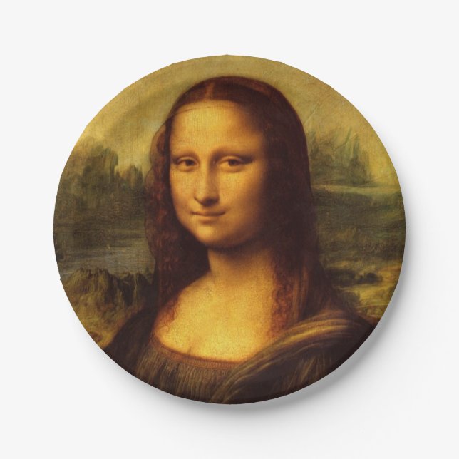 Leonardo Da Vinci Mona Lisa Fine Art Painting Paper Plate (Front)