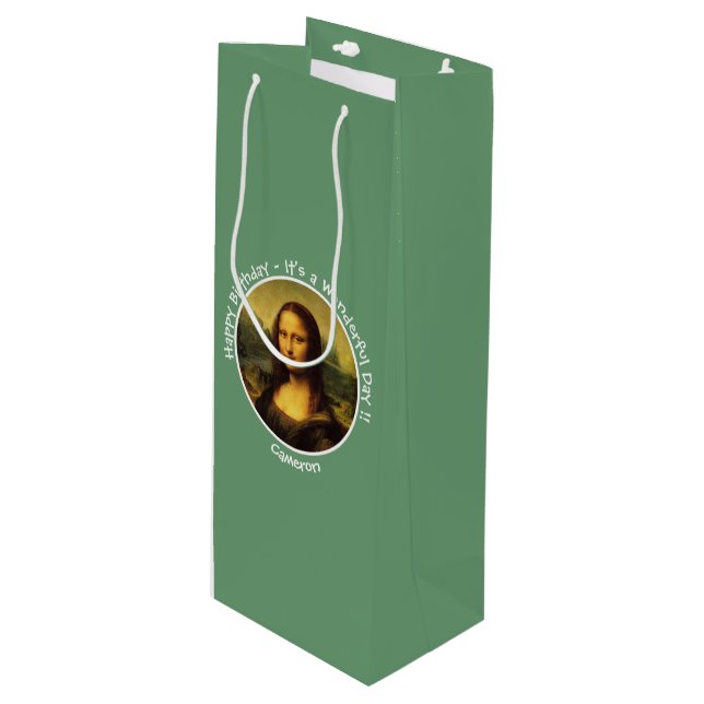 Leonardo da Vinci Mona Lisa Party Collection Wine Gift Bag (Front Angled)