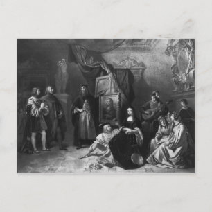Leonardo da Vinci painting the Gioconda Postcard