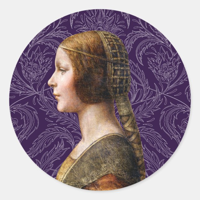 Leonardo da Vinci Portrait La Bella Principessa Classic Round Sticker (Front)