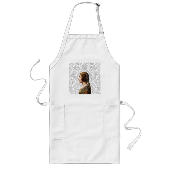 Leonardo da Vinci Portrait La Bella Principessa Long Apron (Front)