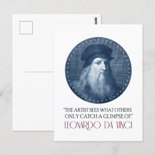 Leonardo da Vinci Portrait with Quote Postcard