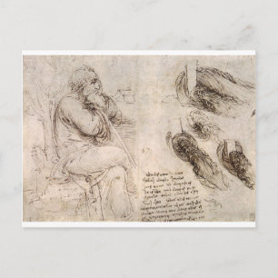 Leonardo da Vinci, possible self-portrait. Postcard