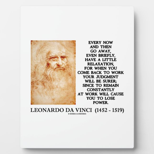 Leonardo da Vinci Relaxation Work Judgment Power Plaque (Front)