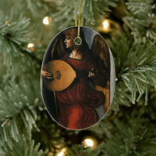 Leonardo da Vinci"s An Angel in Red with a Lute Ceramic Tree Decoration