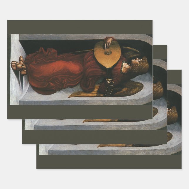 Leonardo da Vinci"s An Angel in Red with a Lute Wrapping Paper Sheet (Set)