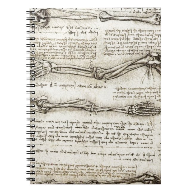 Leonardo da Vinci - Studies of the Arm Artwork Spiral Notebook (Front)