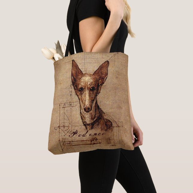 Leonardo Da Vinci Style Podenco Dog Tote Bag (Close Up)
