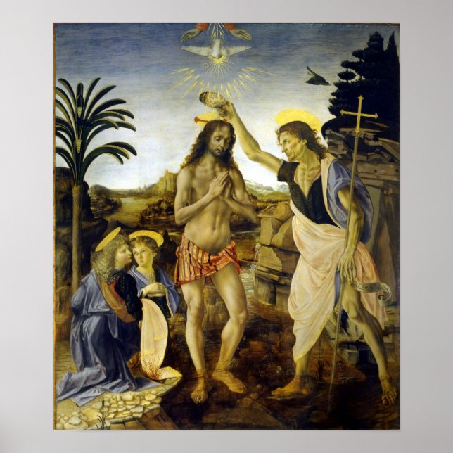 Leonardo da Vinci The Baptism of Christ Poster (Front)