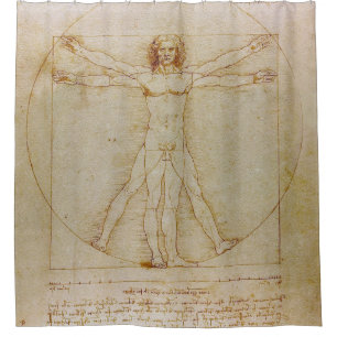 Leonardo Da Vinci, The Vitruvian Man,Renaissance Shower Curtain
