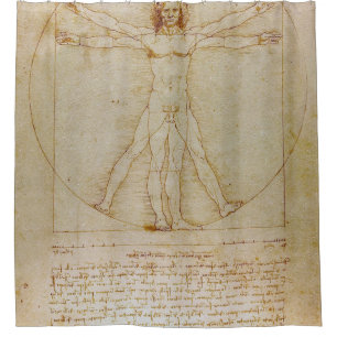 Leonardo Da Vinci, The Vitruvian Man,Renaissance Shower Curtain