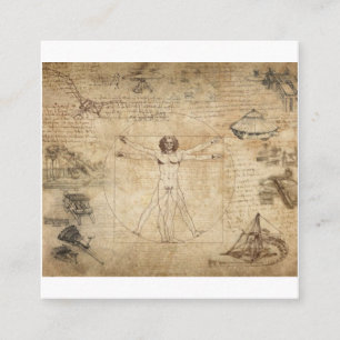 Leonardo Da Vinci The Vitruvian Man Square Business Card