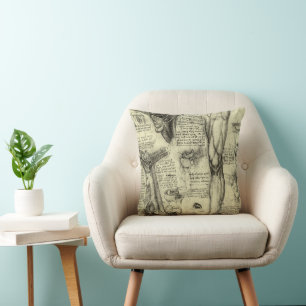 Leonardo da Vinci Vintage Human Anatomy Larynx Leg Cushion