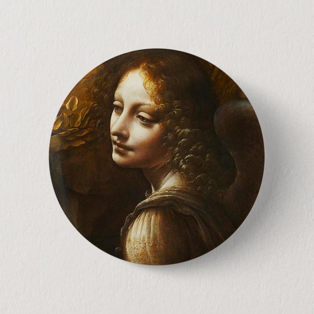 Leonardo da Vinci Virgin of the Rocks Angel 6 Cm Round Badge (Front)