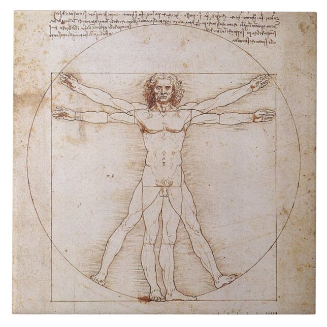 LEONARDO DA VINCI ... VITRUVIAN MAN ... C. 1490   TILE (Front)