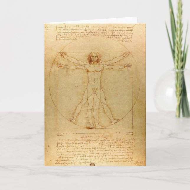 Leonardo Da Vinci, Vitruvian Man, Golden Ratio Card (Front)