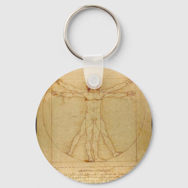 Leonardo Da Vinci - Vitruvian Man Painting Key Ring (Front)
