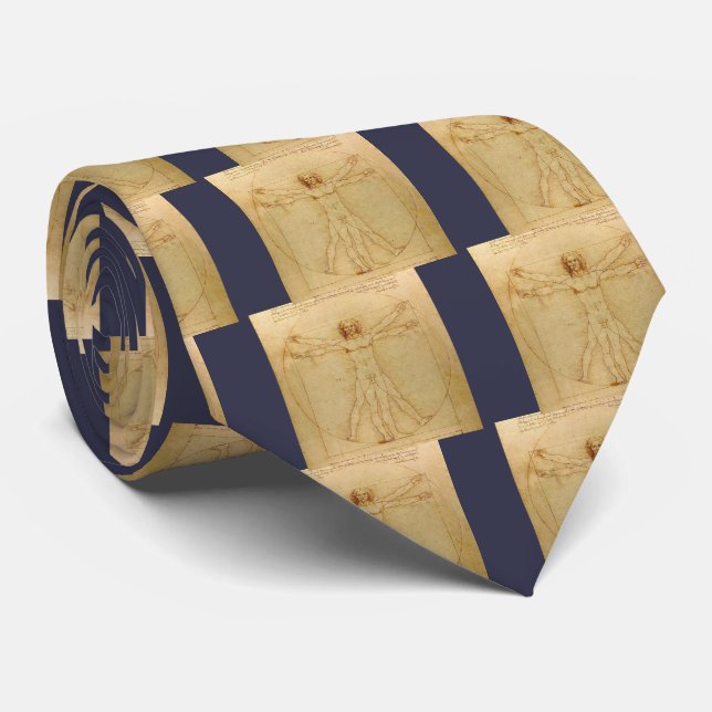 Leonardo da Vinci , Vitruvian Man Tie (Rolled)