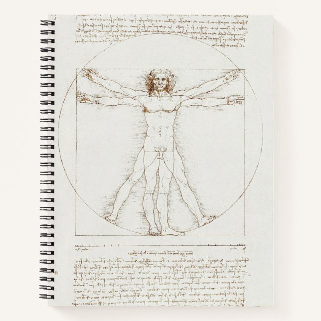 Leonardo da Vinci Vitruvian Man Vintage Art Notebook (Front)