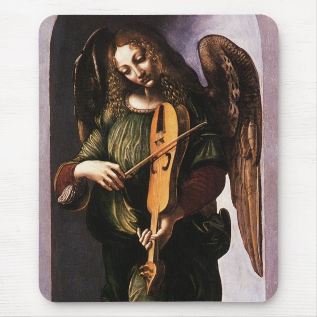 Leonardo da Vinci's Angel in Green with a Vielle Mouse Pad (Front)