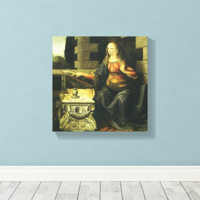 Leonardo da Vinci's Annunciation of the Lord Canvas Print (Insitu(Wood Floor))