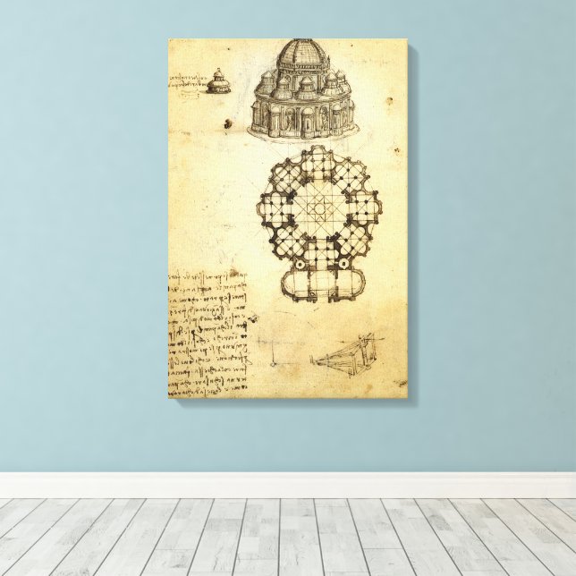Leonardo da Vinci's Architectural Cathedral Study Canvas Print (Insitu(Wood Floor))