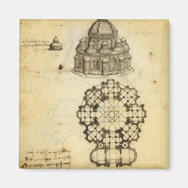 Leonardo da Vinci's Architectural Cathedral Study Magnet (Front)
